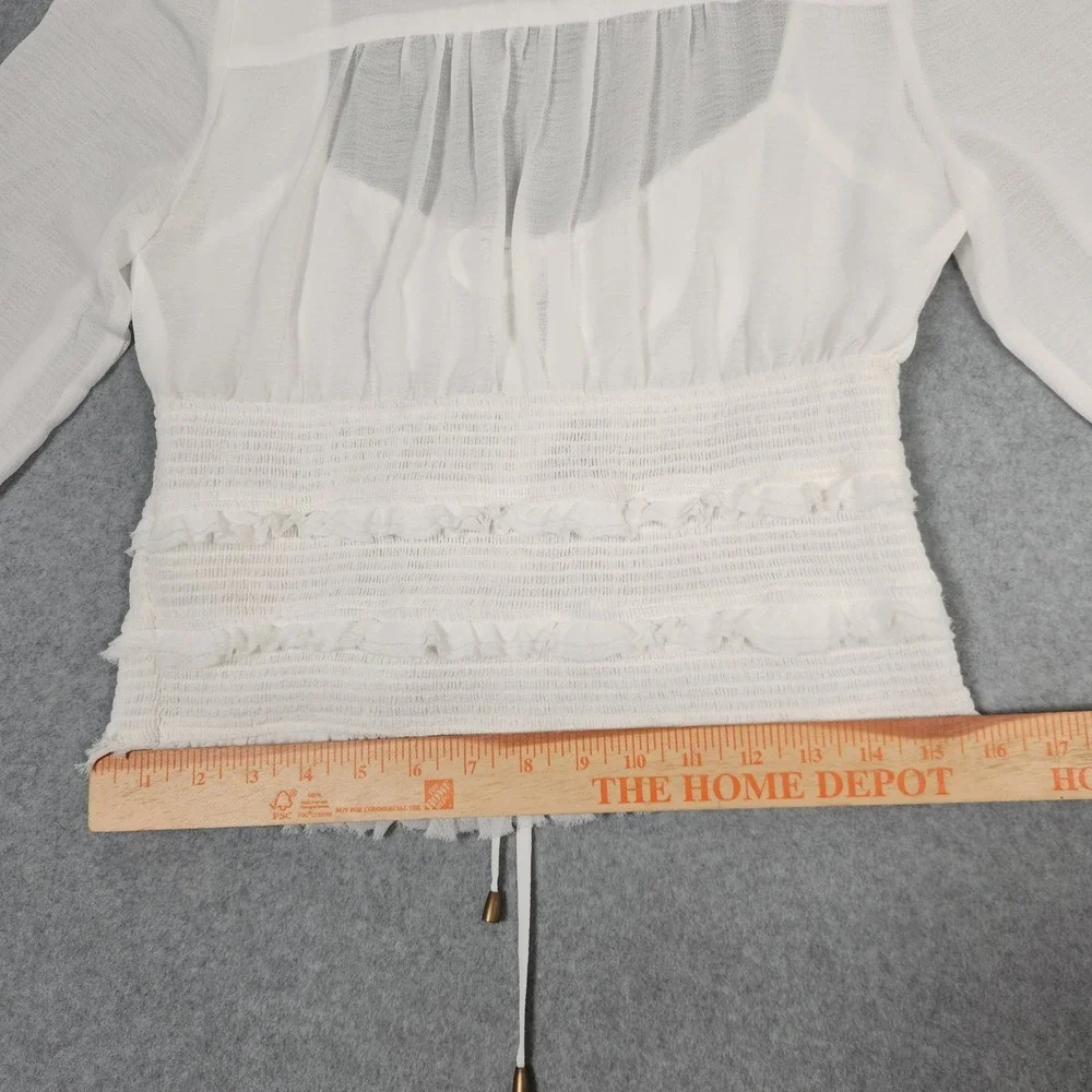 Free People Lolita Top Medium White Balloon Sleeve Cottagecore Boho Fairy